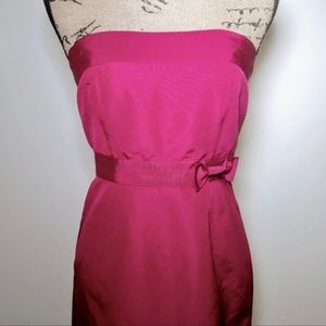 J Crew Hot Pink Strapless Silk Dress Sz 4